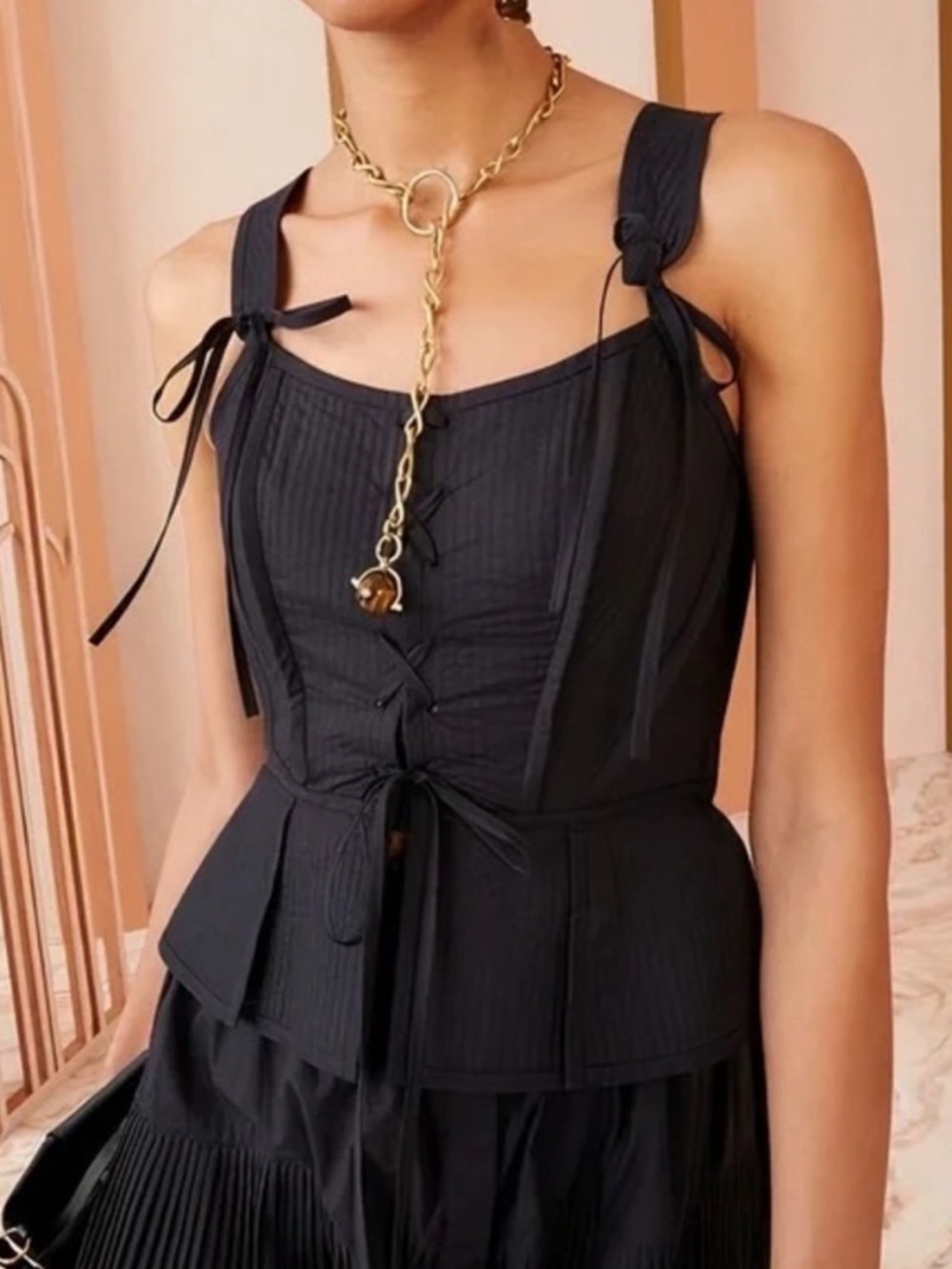 Ulla Johnson Luz Navy Corset Top